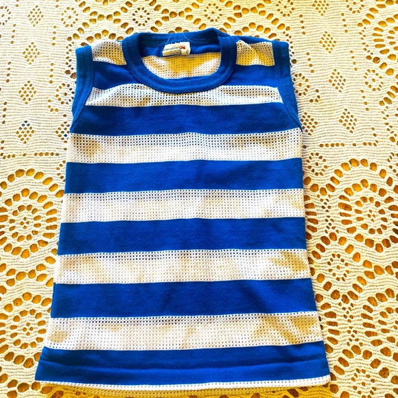 Pixie Playmates Childs Blue & White Tank Vintage 80s Size 4T. - Picture 1 of 5